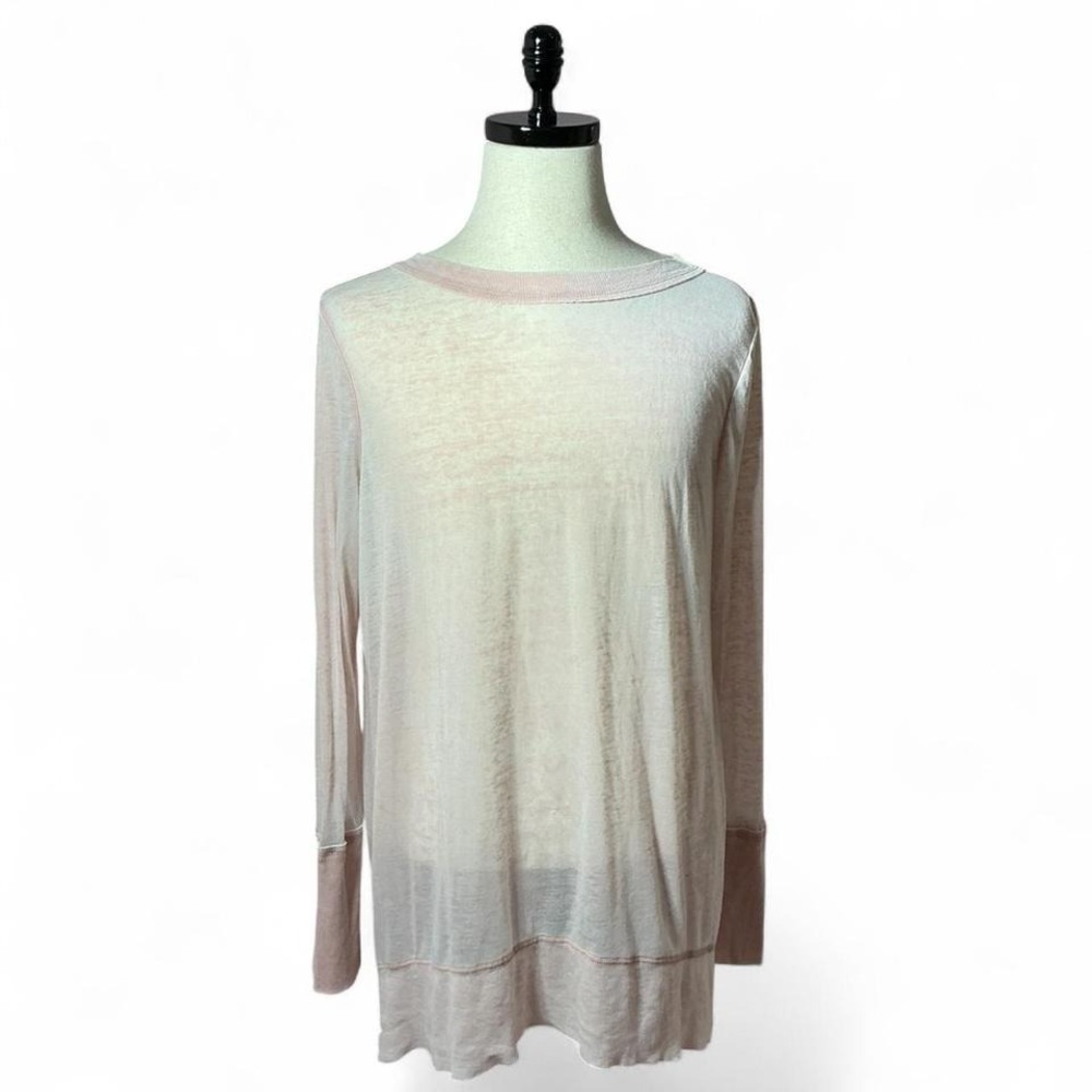 Susina Long‎ Sleeve Tunic Top Relaxed Fit Pink Casual Everyday Layering Sheet